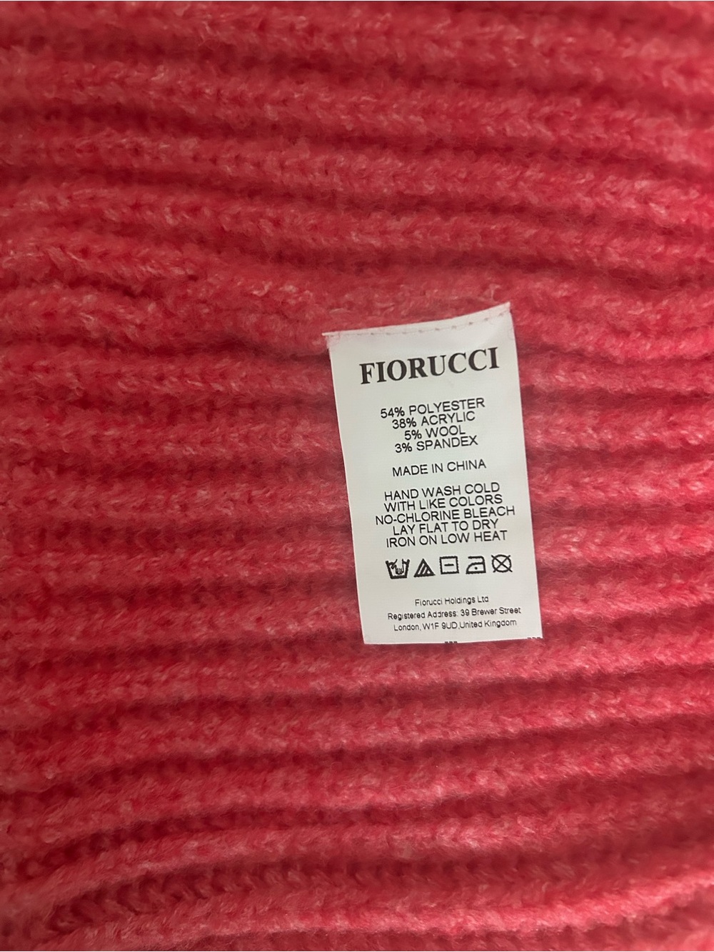 Fiorucci Beanie Pink & Red Angels Graphic Logo NWOT OS Beanie - Picture 2 of 6